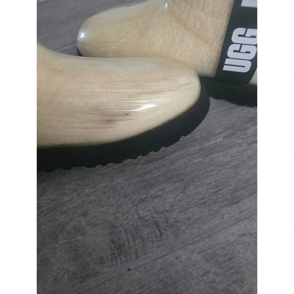 UGG Classic Clear Mini Boots Natural Black Waterproof Shearling Womens 8